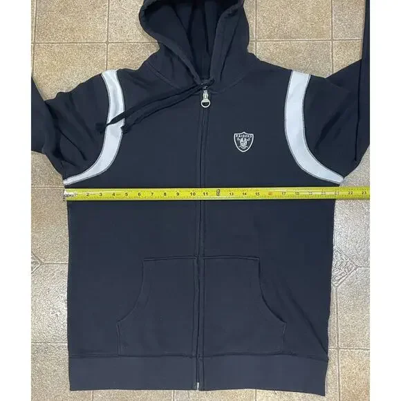 Reebok-Las Vegas Raiders Full Zip Fleece Jacket Silver & Black NFL Women’s Large - Picture 3 of 13